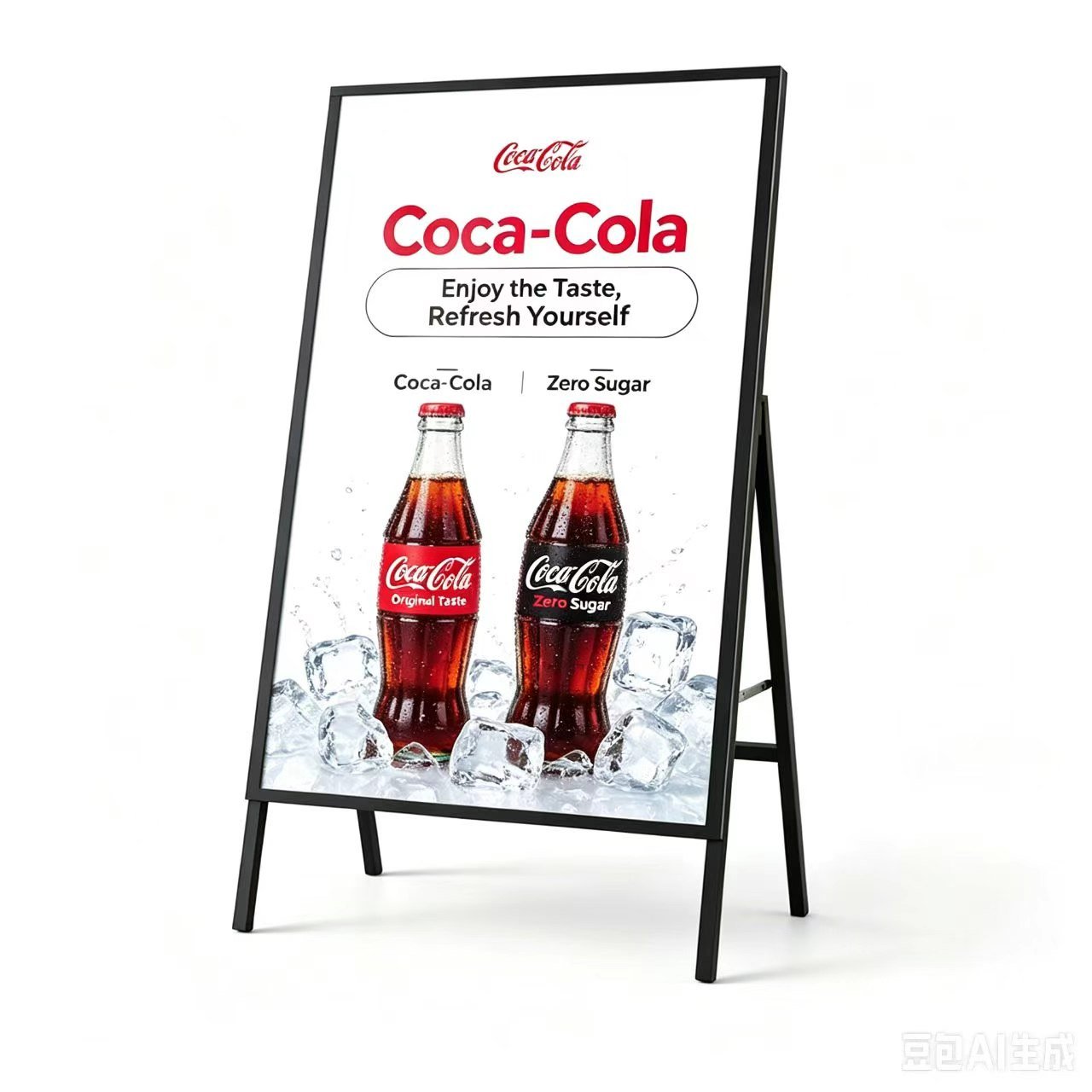 Kayeef MX43 A-Frame Standee displaying Coca-Cola campaign creative
